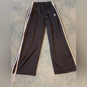 Adidas Kids Black Joggers with White Stripes